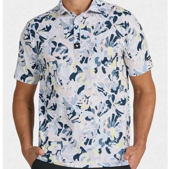 Men’s Bad Birdie Golf Savannah Swing Abstract Floral Performance Polo L MSRP $78 - Picture 5 of 7